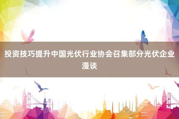 投资技巧提升中国光伏行业协会召集部分光伏企业漫谈