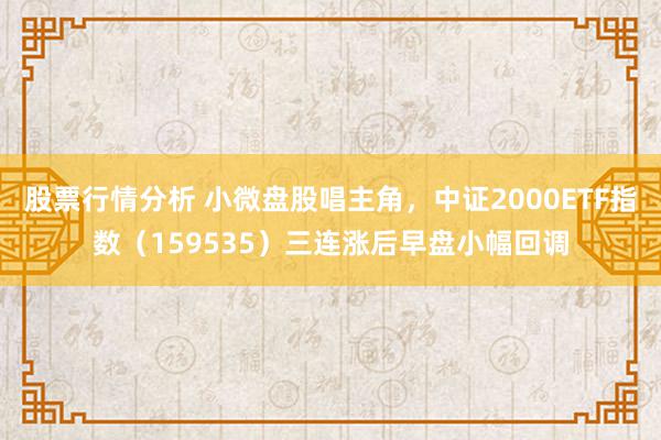 股票行情分析 小微盘股唱主角，中证2000ETF指数（159535）三连涨后早盘小幅回调