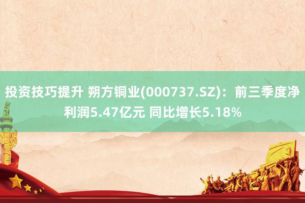 投资技巧提升 朔方铜业(000737.SZ)：前三季度净利润5.47亿元 同比增长5.18%