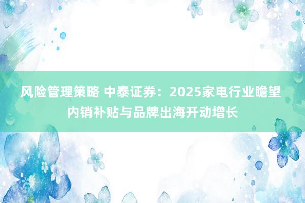 风险管理策略 中泰证券：2025家电行业瞻望 内销补贴与品牌出海开动增长